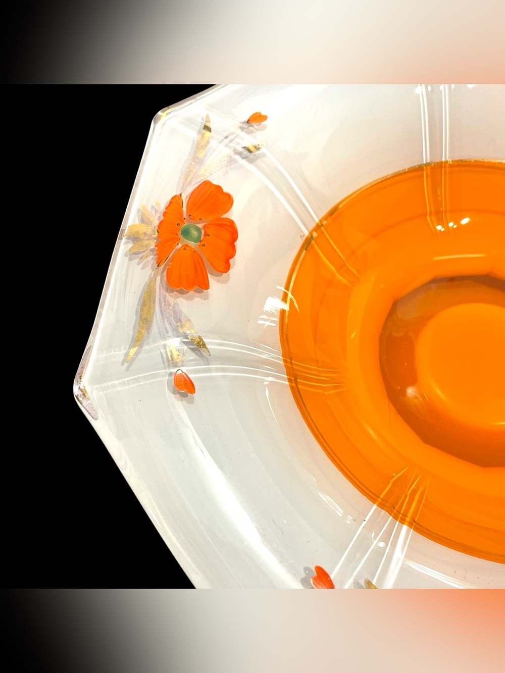 Vintage 1930s Indiana Glass Modern Classic Hexagon Pedestal Console Bowl Platter - Picture 14 of 15